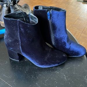 Deep blue velvet Steve Madden booties